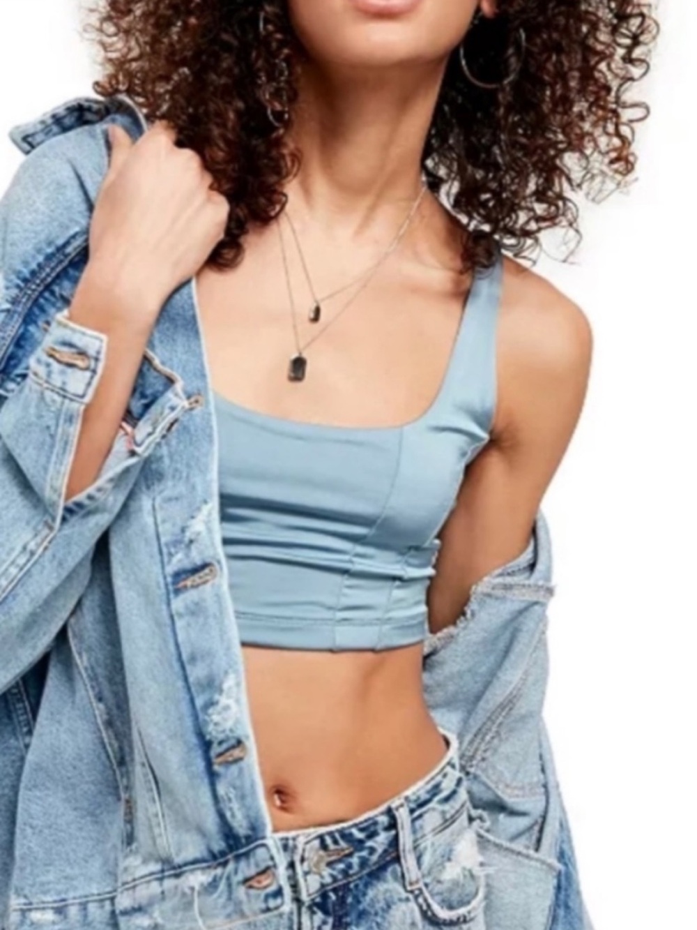 Free People X Revolve Be Cool Brami Crop Top in Ceramic Seafoam Size Large